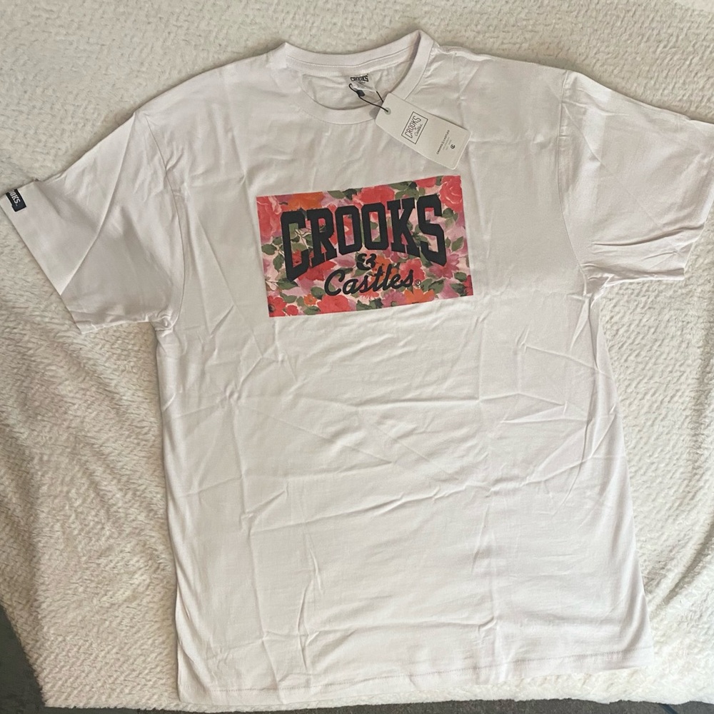 Crooks & Castles White Tee with Camo Logo